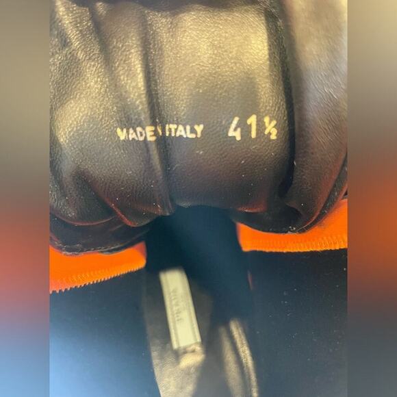 Prada Neon Orange Black Leather Neoprene Lace Up Chelsea Ankle Boot EU 41.5 - Picture 8 of 15